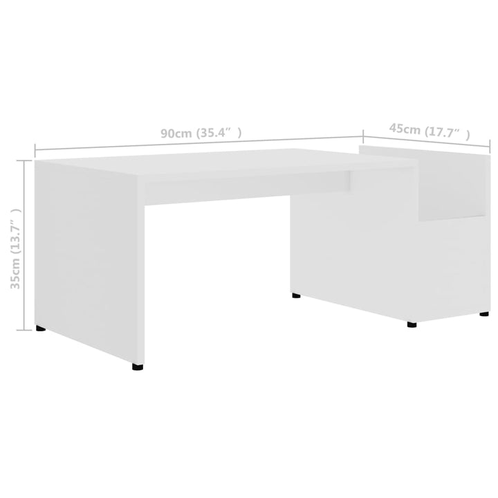 sofabord 90x45x35 cm konstrueret træ hvid