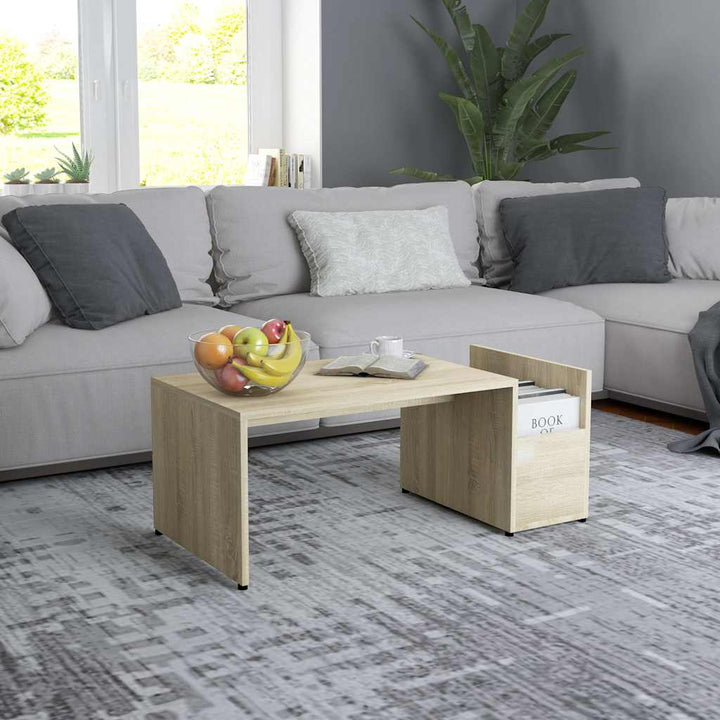 sofabord 90x45x35 cm konstrueret træ sonoma-eg