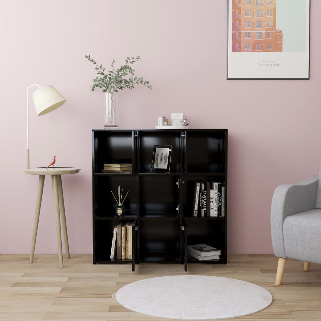 bogreol 90x30x90 cm konstrueret træ sort