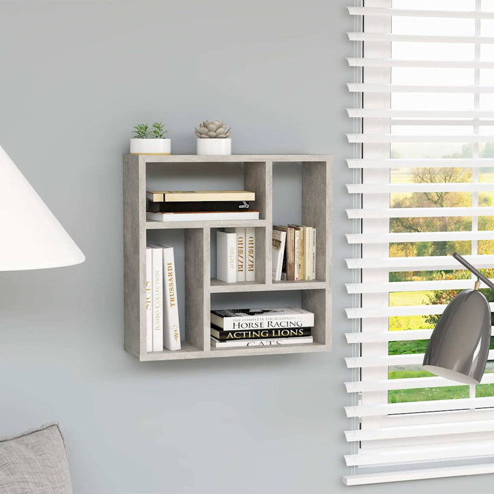 væghylde 45x16x45 cm konstrueret træ betongrå
