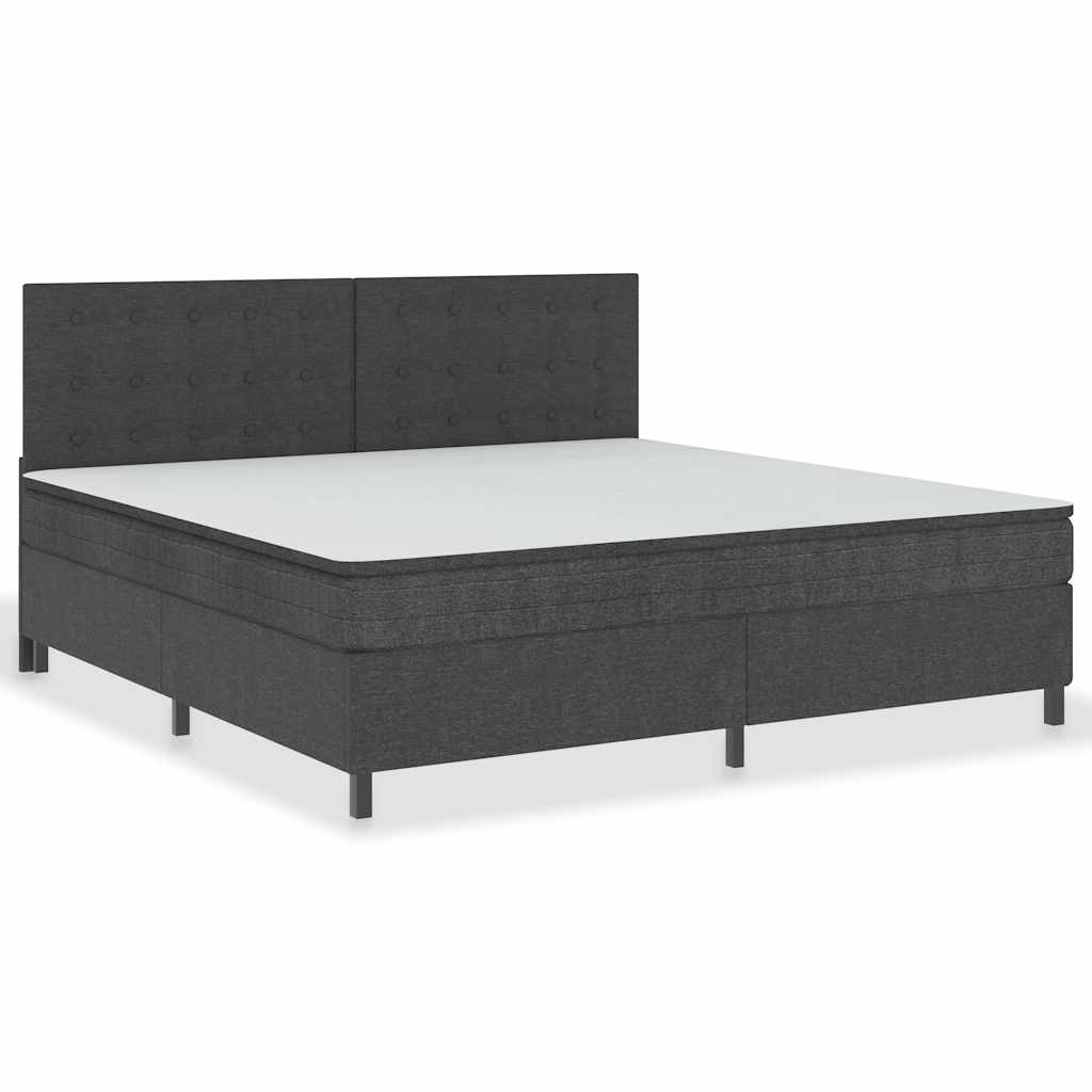seng med boxmadras 200x200 cm stof mørkegrå