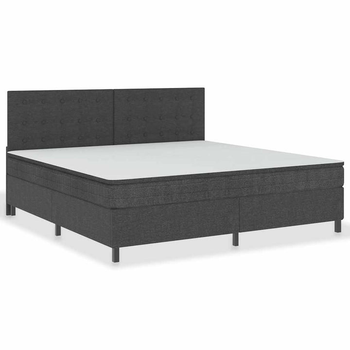 seng med boxmadras 200x200 cm stof mørkegrå