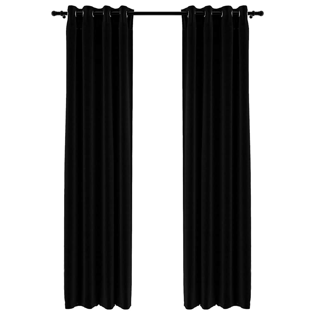 mørklægningsgardiner med øjer 2 stk. hør-look 140x225 cm sort