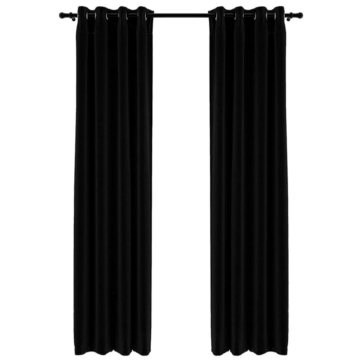 mørklægningsgardiner med øjer 2 stk. hør-look 140x225 cm sort