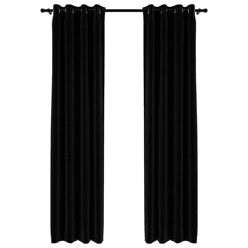 mørklægningsgardiner med øjer 2 stk. hør-look 140x245 cm sort