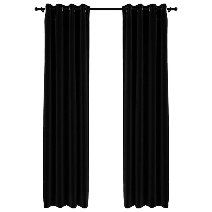 mørklægningsgardiner med øjer 2 stk. hør-look 140x245 cm sort