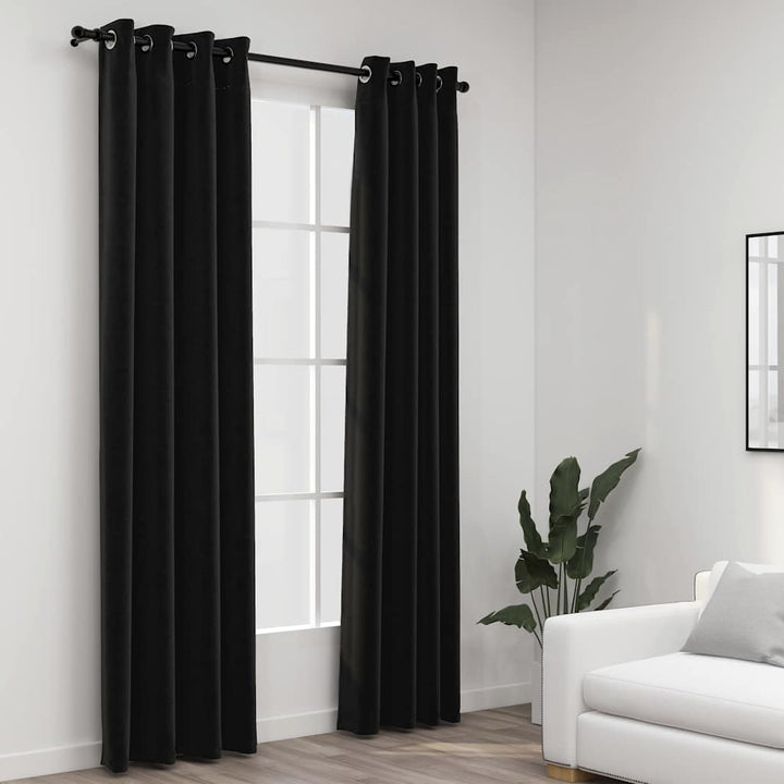 mørklægningsgardiner 2 stk. hør-look 140x225 cm antracitgrå