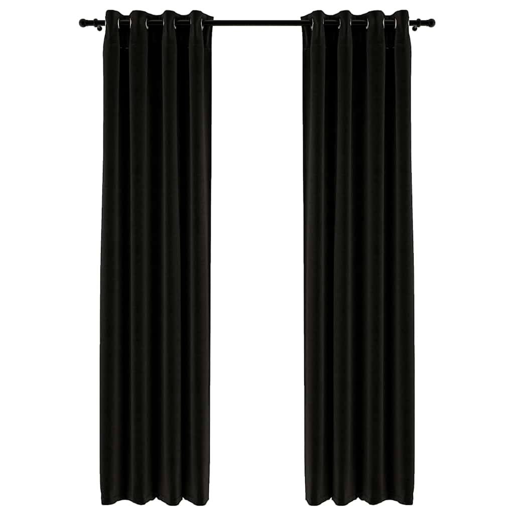 mørklægningsgardiner 2 stk. hør-look 140x245 cm antracitgrå