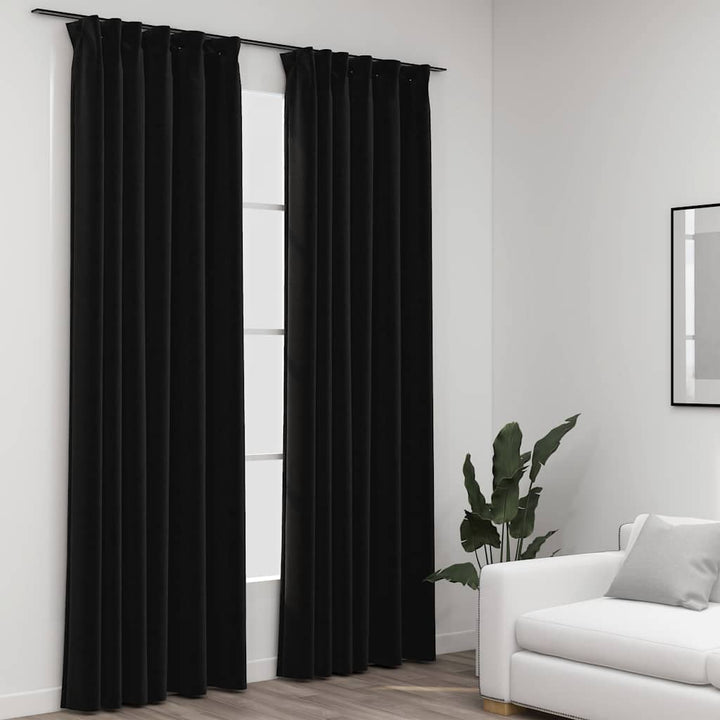 mørklægningsgardiner kroge 2 stk. hør-look 140x225 cm antracit