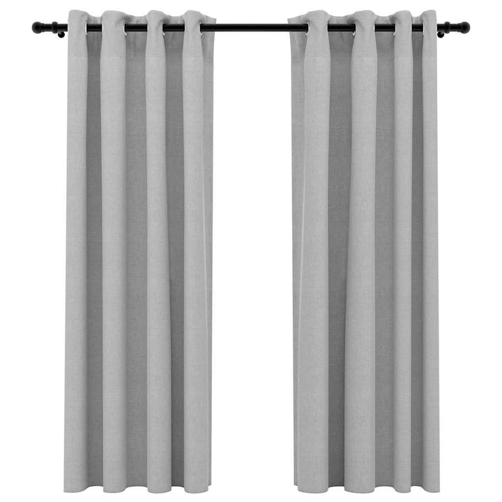 mørklægningsgardiner med øjer 2 stk. hør-look 140x175 cm grå