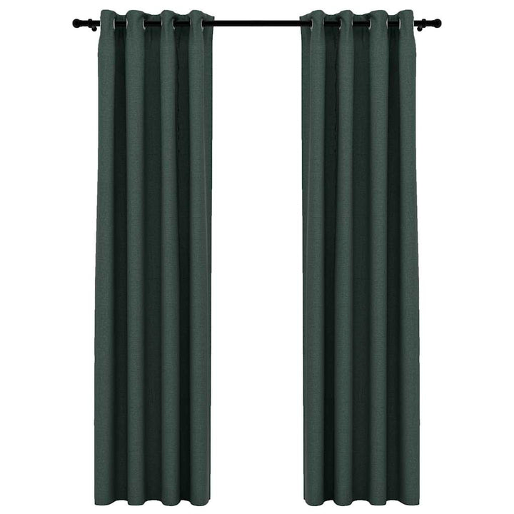 mørklægningsgardiner med øjer 2 stk. hør-look 140x225 cm grøn