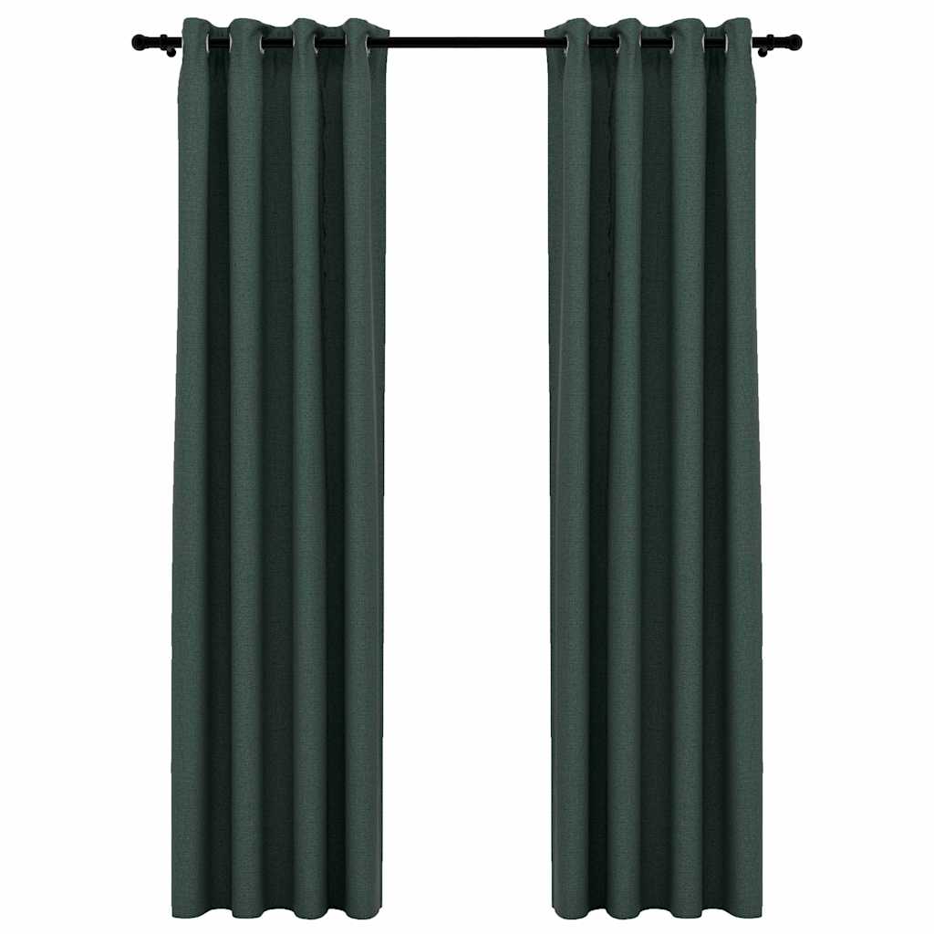 mørklægningsgardiner med øjer 2 stk. hør-look 140x245 cm grøn