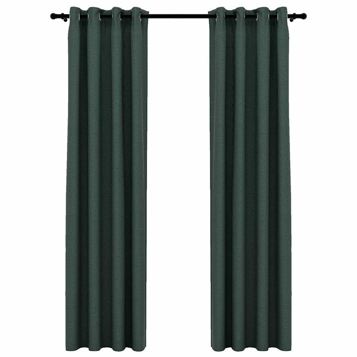 mørklægningsgardiner med øjer 2 stk. hør-look 140x245 cm grøn