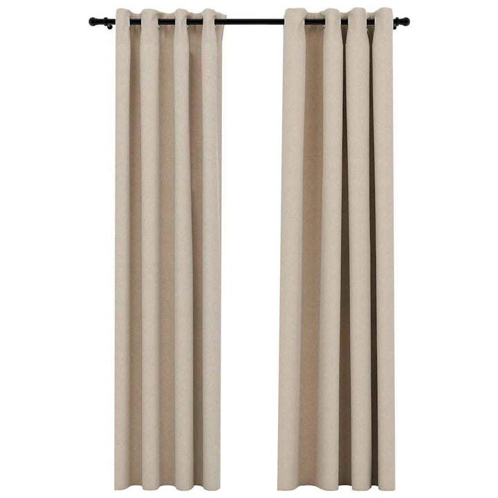mørklægningsgardiner med øjer 2 stk. hør-look 140x245 cm beige