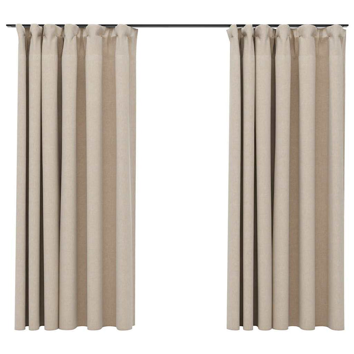 mørklægningsgardiner med kroge 2 stk. hør-look 140x175 cm beige