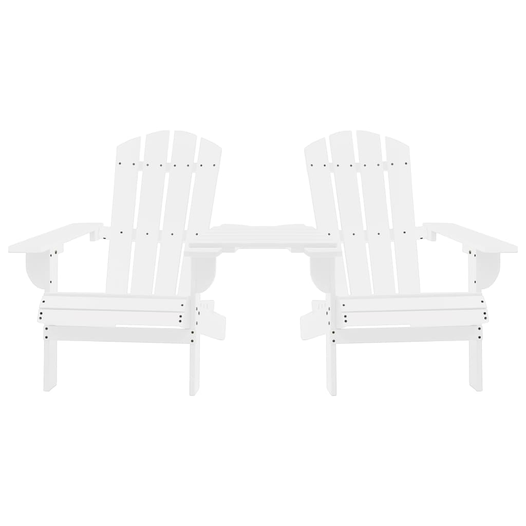 Adirondack-havestole med bord massivt grantræ hvid