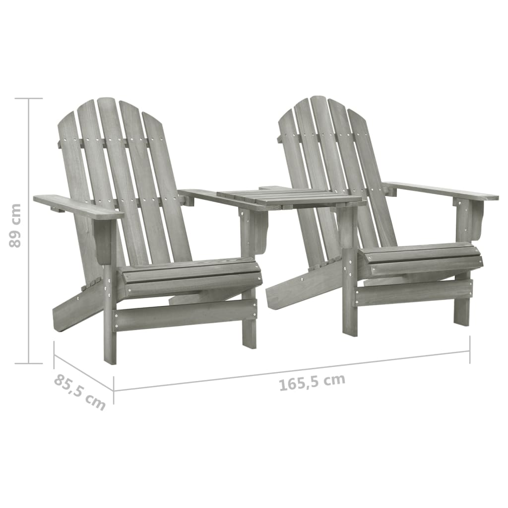 Adirondack-havestole med bord massivt grantræ grå