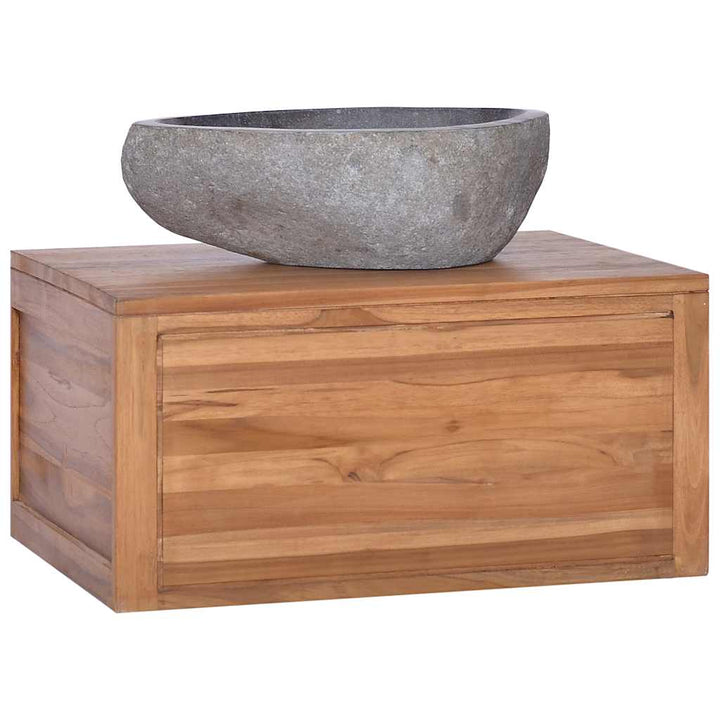væghængt badeværelsesskab 60x45x30 cm massivt teaktræ