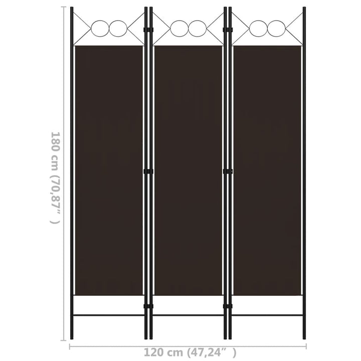 3-panels rumdeler 120x180 cm brun
