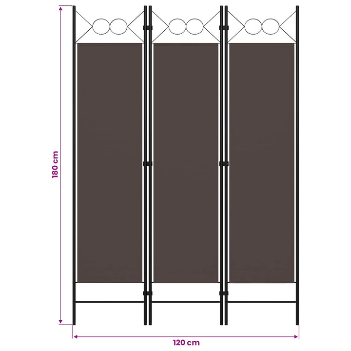 3-panels rumdeler 120x180 cm brun