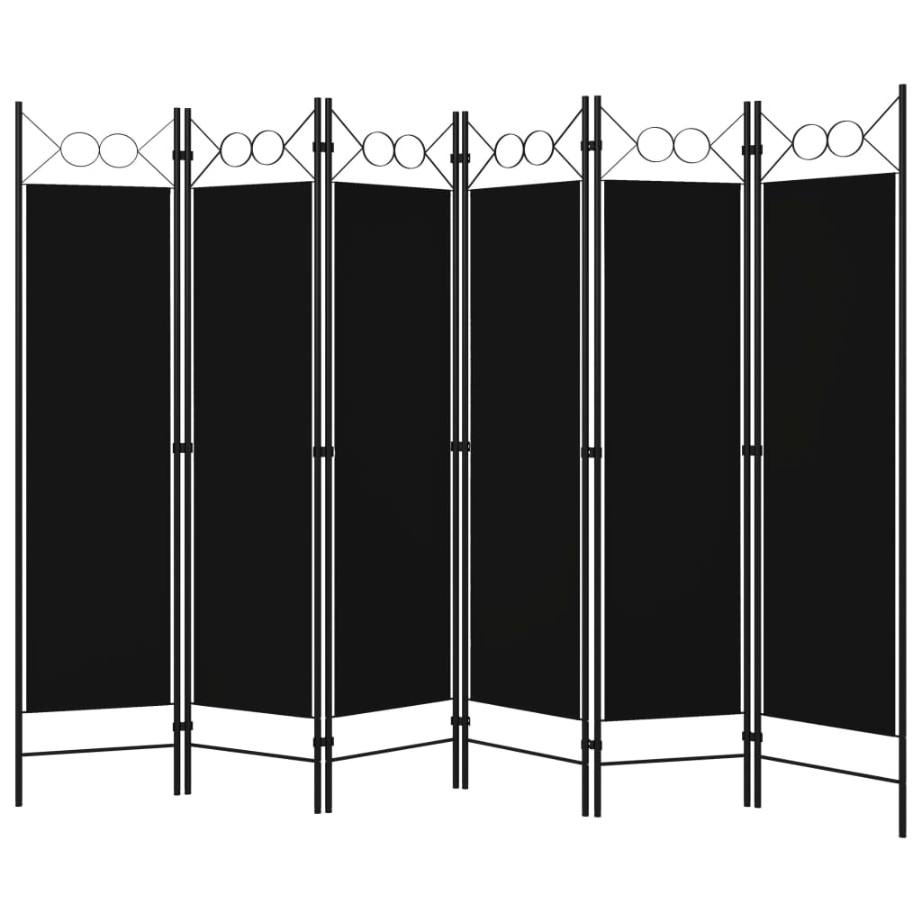 6-panels rumdeler 240x180 cm sort