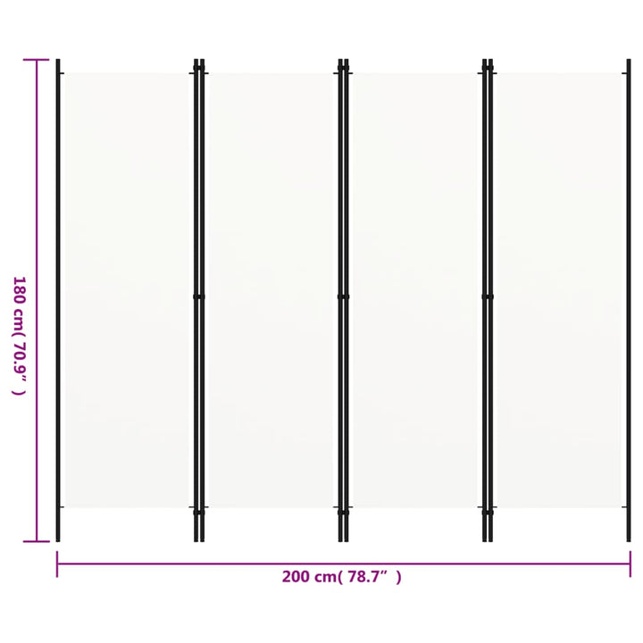 4-panels rumdeler 200 x 180 cm hvid