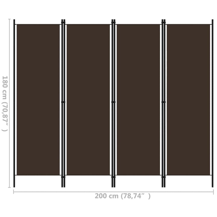 4-panels rumdeler 200 x 180 cm brun