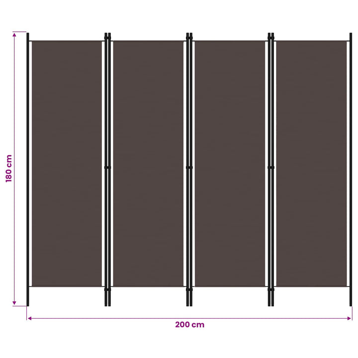 4-panels rumdeler 200 x 180 cm brun