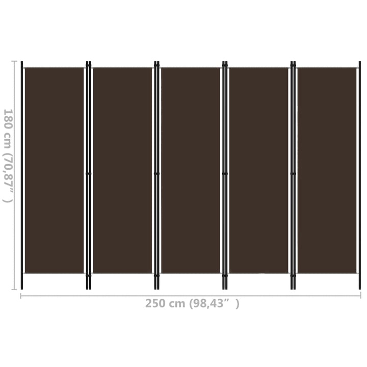 5-panels rumdeler 250 x 180 cm brun