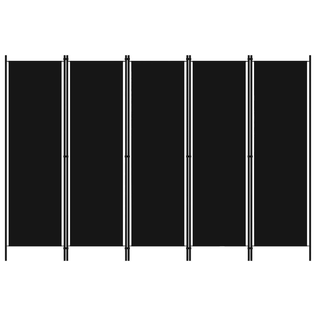 5-panels rumdeler 250 x 180 cm sort