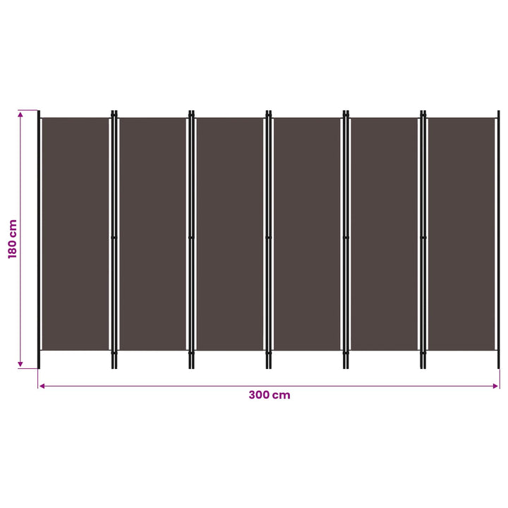 6-panels rumdeler 300 x 180 cm brun