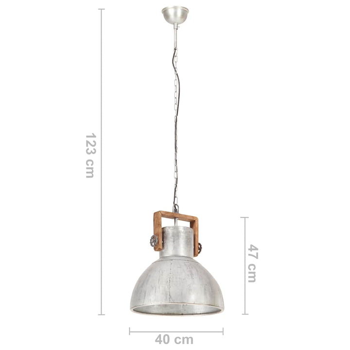 industriel hængelampe 25 W rund 40 cm E27 sølvfarvet