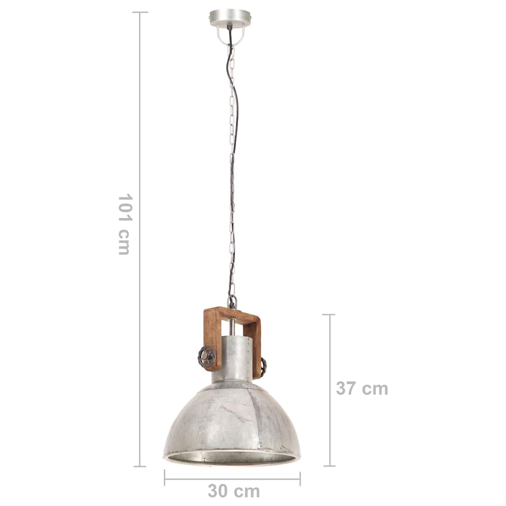 industriel hængelampe 25 W rund 30 cm E27 sølvfarvet