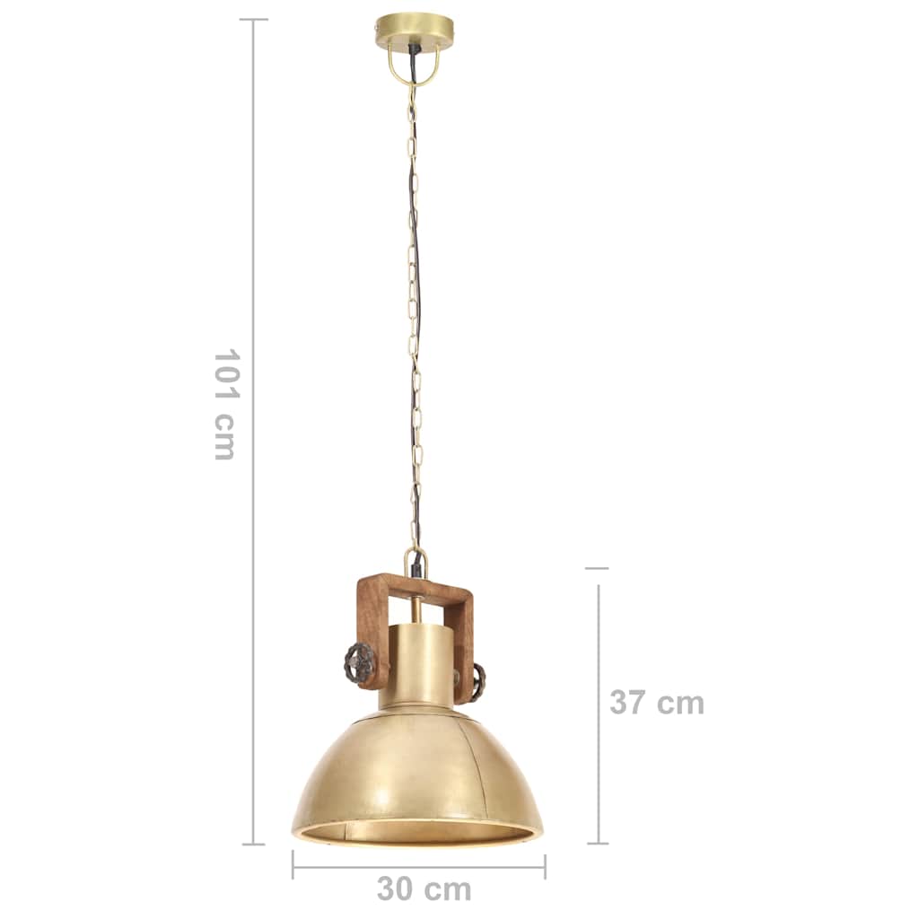 industriel hængelampe 25 W rund 30 cm E27 messingfarvet