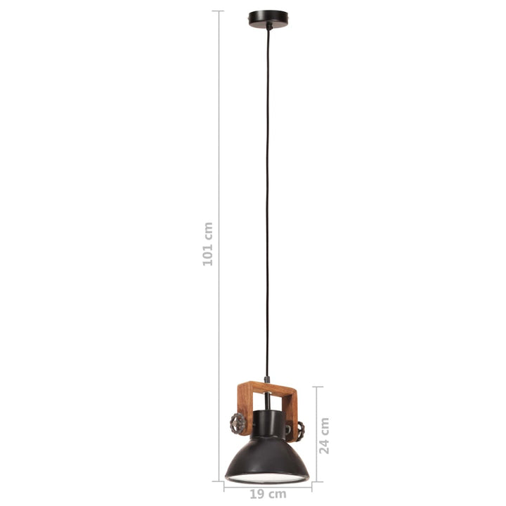 industriel hængelampe 25 W rund 19 cm E27 mat sort