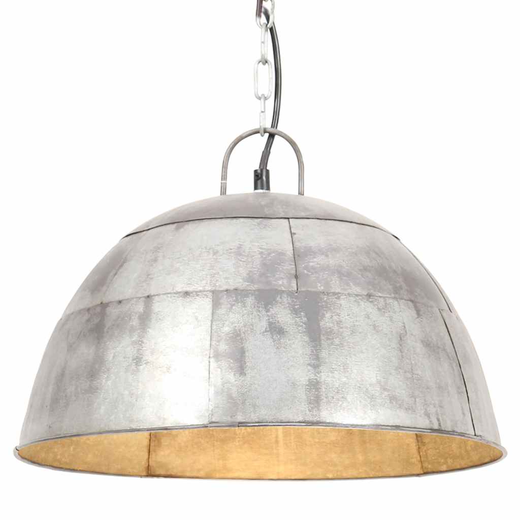 industriel vintage hængelampe 25 W rund 41 cm E27 sølvfarvet