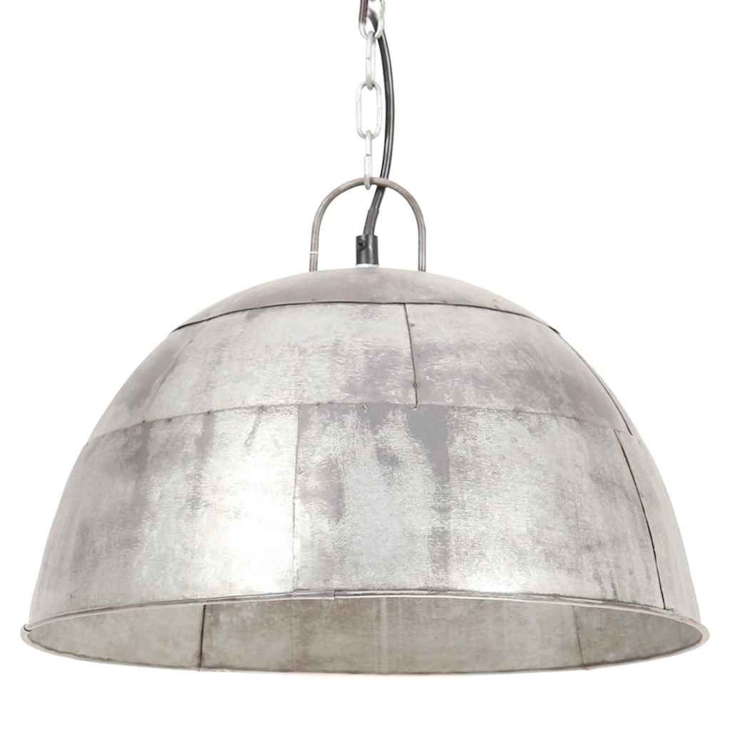 industriel vintage hængelampe 25 W rund 41 cm E27 sølvfarvet
