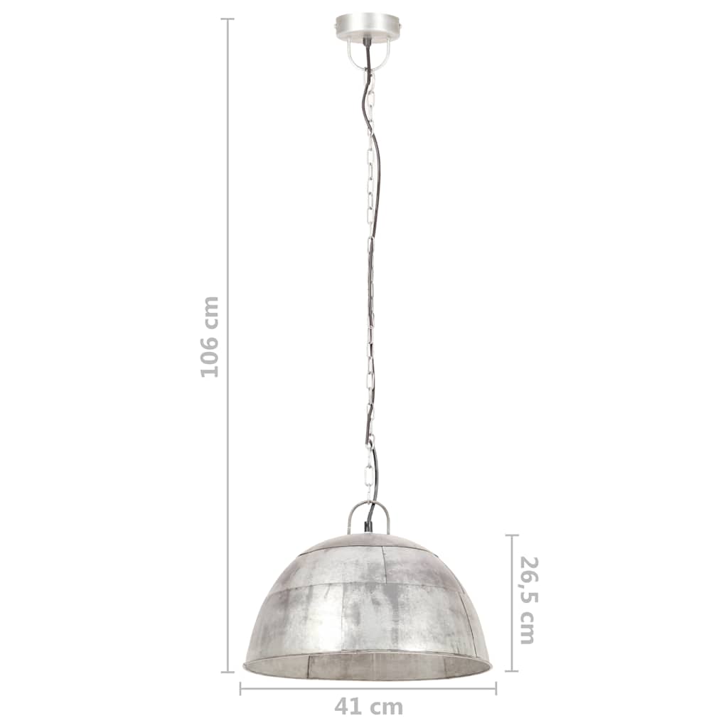 industriel vintage hængelampe 25 W rund 41 cm E27 sølvfarvet