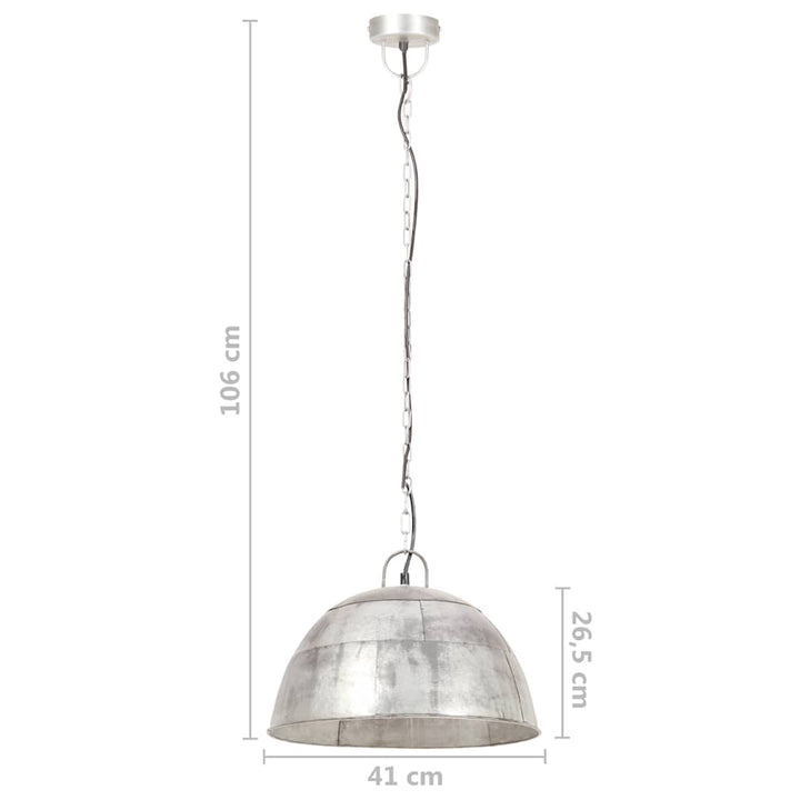 industriel vintage hængelampe 25 W rund 41 cm E27 sølvfarvet