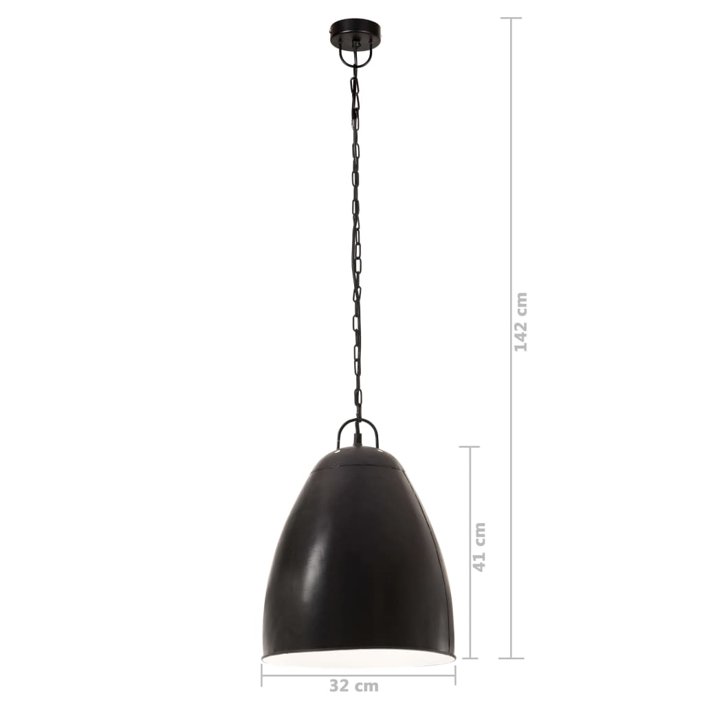 industriel hængelampe 25 W rund 32 cm E27 mat sort
