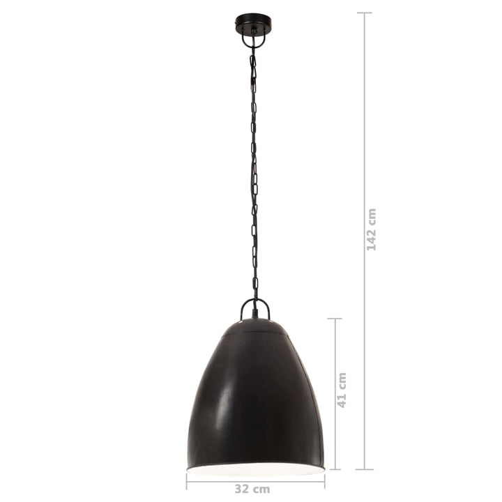 industriel hængelampe 25 W rund 32 cm E27 mat sort