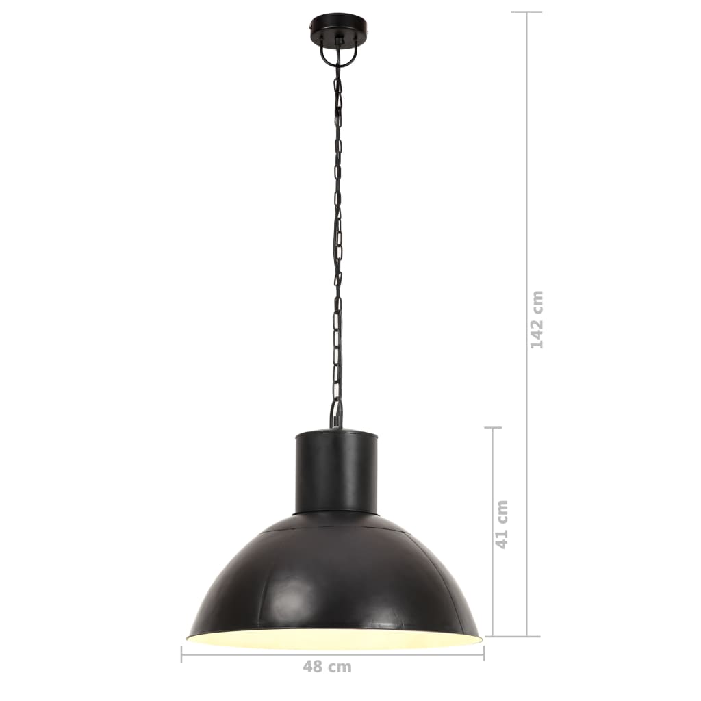 hængelampe 25 W rund 48 cm E27 mat sort
