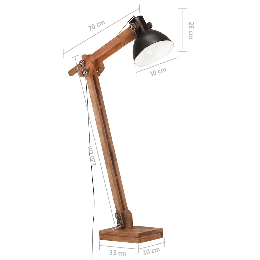 gulvlampe E27 massivt mangotræ sort