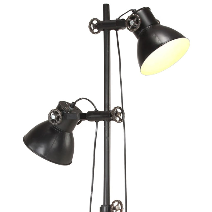 gulvlampe med 2 lampeskærme E27 støbejern sort