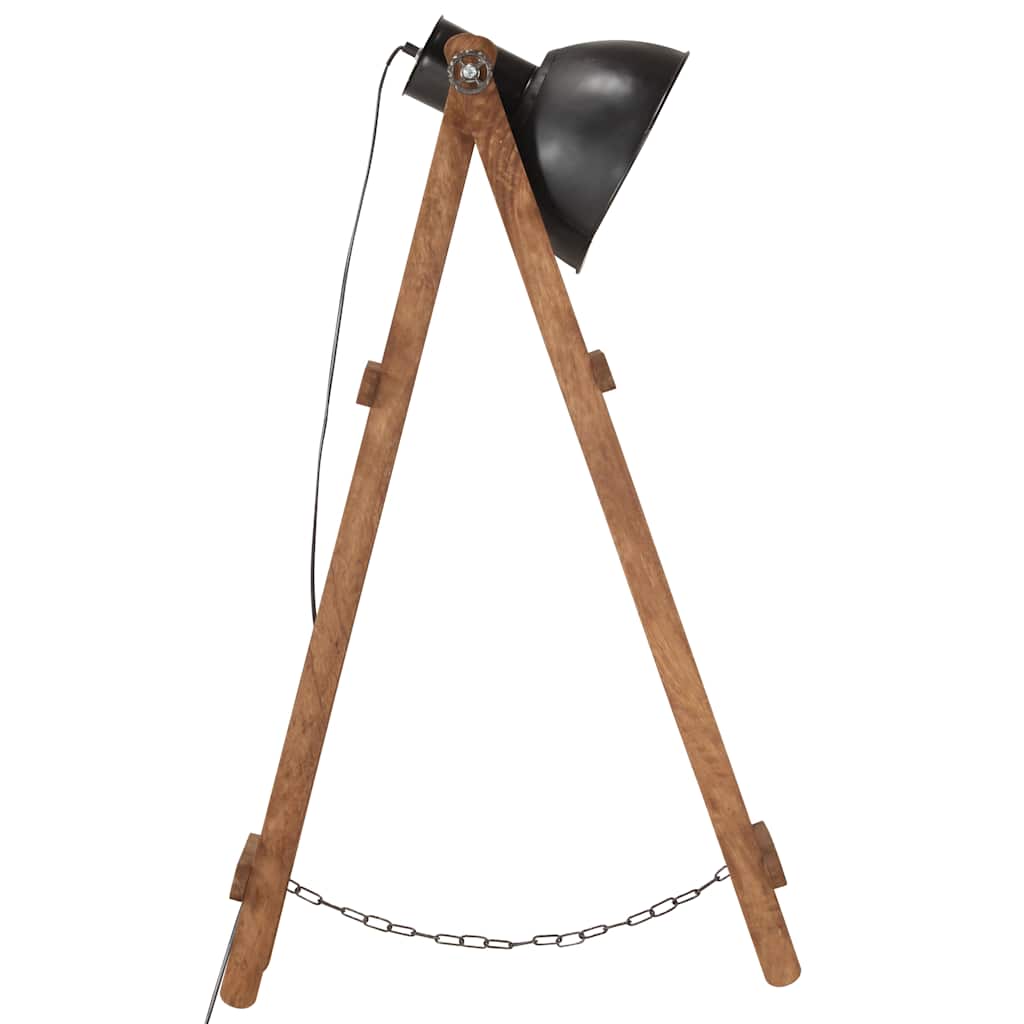 gulvlampe E27 massivt mangotræ sort