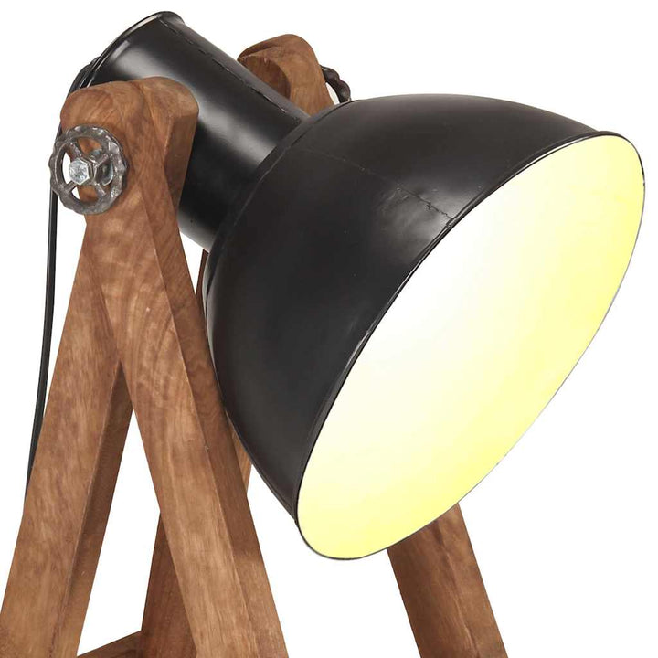 gulvlampe E27 massivt mangotræ sort