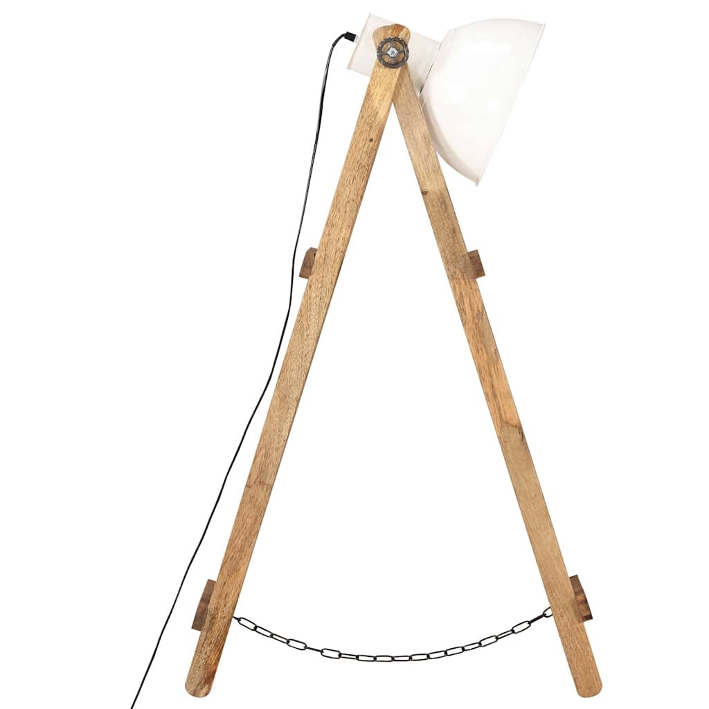 gulvlamper 3 stk. E27 massivt mangotræ hvid