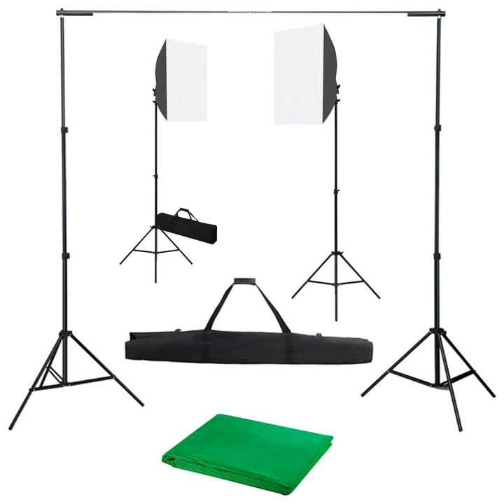 fotostudiesæt med softboxlampe og baggrund