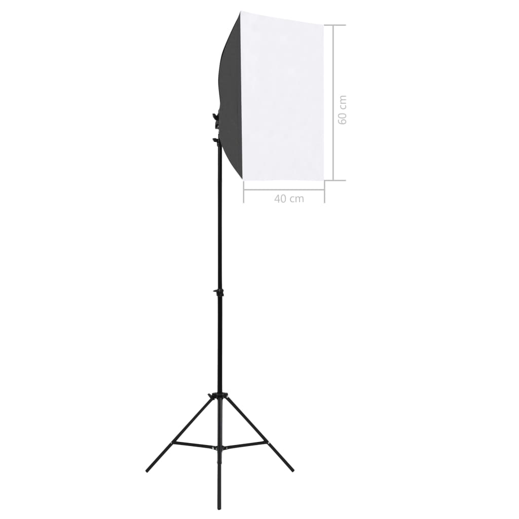 fotostudiesæt med softboxlampe og baggrund
