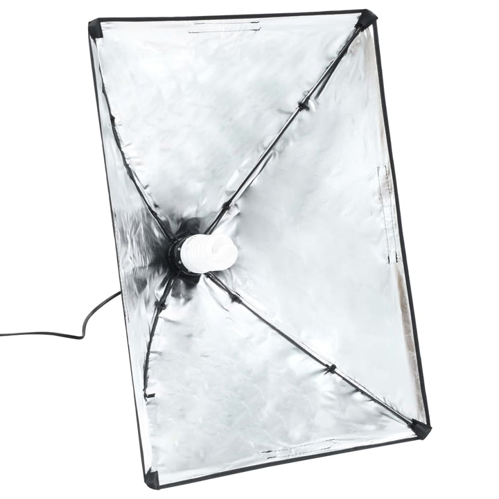 fotostudiesæt med softbox-lamper og baggrund